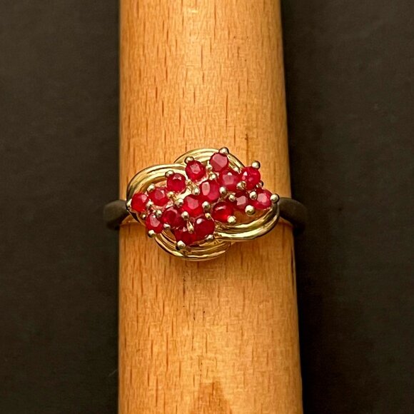 Multi-stone Ruby & Sterling Silver Ring, 8.5 - Picture 1 of 11